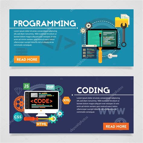 Programming And Coding Concept Banners Stock Vector Image By © Izabell