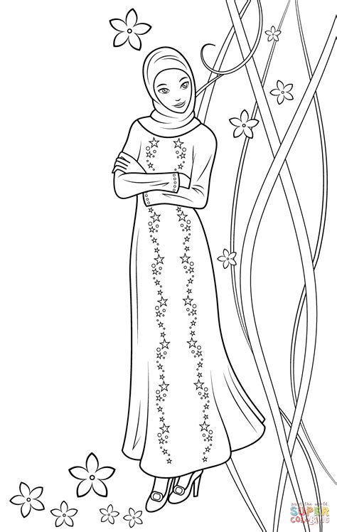 Hijab Princess Coloring Pages Sketch Coloring Page