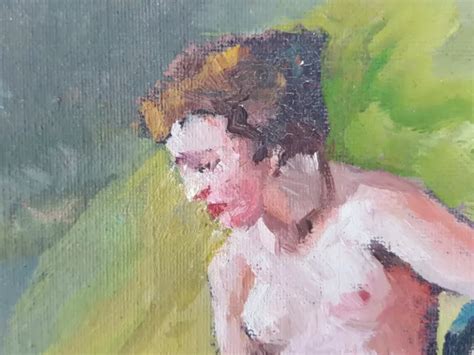 Ancien Tableau Femme Nue Peinture Huile Antique Oil Painting Nude