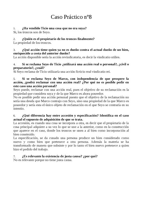 Caso Practico Nº8 De Derecho Romano Docsity