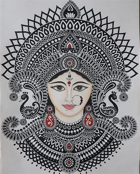 Maa durga face drawing durga maa face outline – Artofit