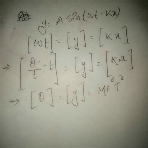 In The Equation Y A Sin Wt Kx The Dimensional Formula For Wt