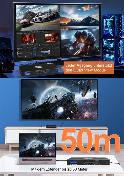 Tesmart Hdmi Matrix 8x8 Extender 4k 4 Inputs 4 Hdmi And 4 Mirrored ...
