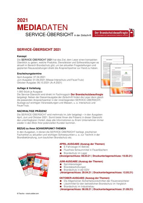 Der Brandschutzbeauftragte Unsere Mediadaten für Ihre Werbung