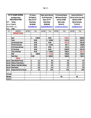 Fillable Online Bid Tabulation Form Form Bid Tabulation Fax Email