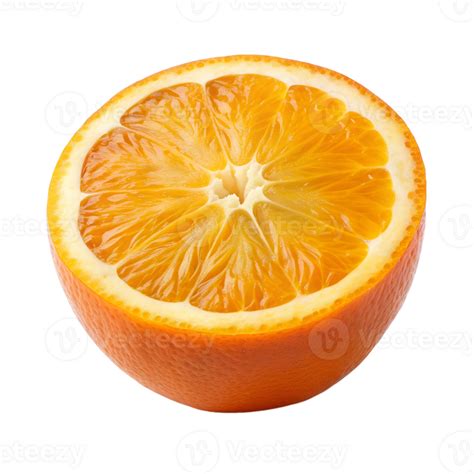 Orange Cut In Half Bright Juicy Isolated On A Transparent Background