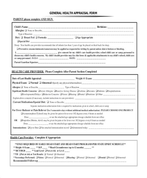 Health Appraisal Form: What You Need To Know - Free Sample, Example & Format Templates - Free ...