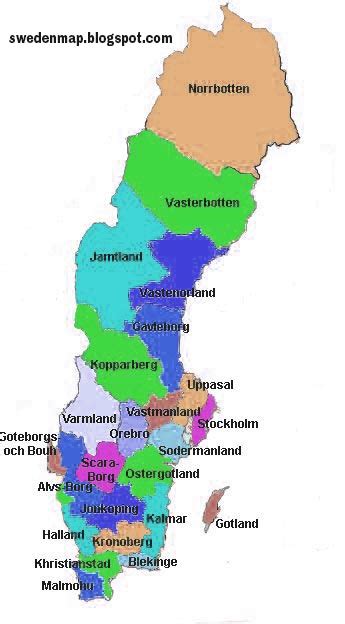 Sweden Political Regional Map | Sweden Map | Geography | Physical ...