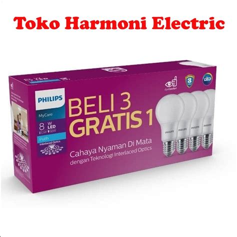 Jual Philips MultiPack MyCare LedBulb 8W 6500K Putih BELI 3 GRATIS 1