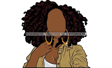 Afro Woman Faceless Hairstyle Logo Design Element Nubian Etsy