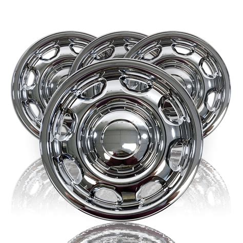 4 CHROME 17 Wheel Skins Hub Caps 8 Hole Rim Covers For 2010 20 Ford F