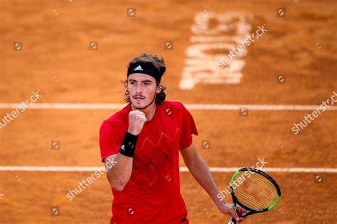 Greeces Stefanos Tsitsipas Reacts During His Editorial Stock Photo