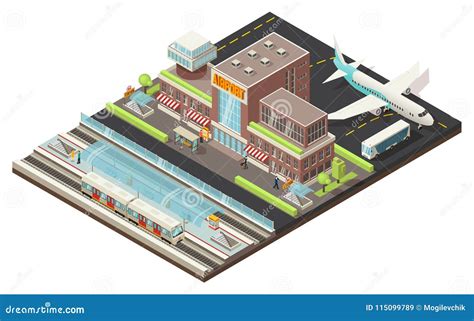 Isometric Airport Infographic Concept With People Airplane Departure