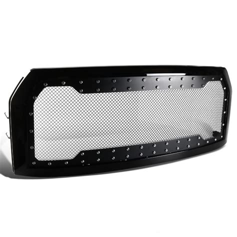 2015 2017 Ford F150 Pickup Rivet Style Stainless Mesh Glossy Black Abs Front Grille