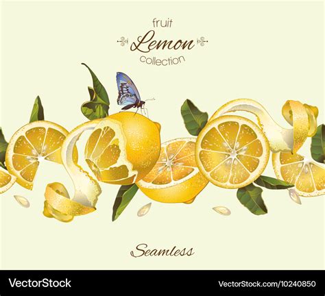 Lemon seamless border Royalty Free Vector Image