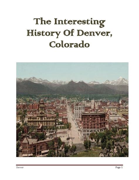 The History Of The City Of Denver, Colorado