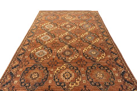 6x9 Brown Beige Hand Knotted Area Rug Modern Wool Indian Etsy