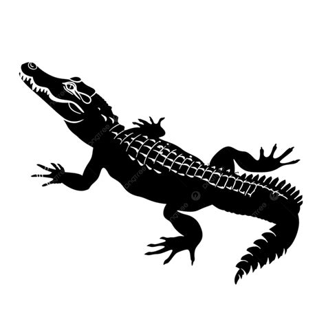 Nile Crocodile Isolated Black Silhouette, Silhouette, Wild, Reptile PNG