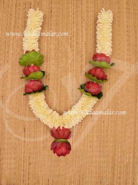 Jasmine With Lotus Handmade Flower Garland 22 Inches Buy Now