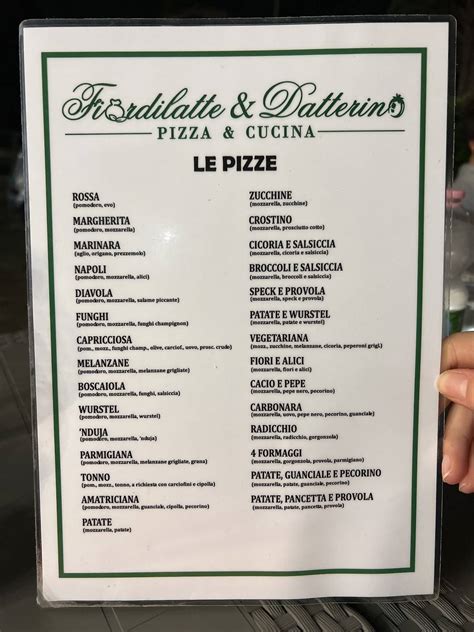 Menu Da Fiordilatte Datterino Ristorante Roma Via Leonardo Umile