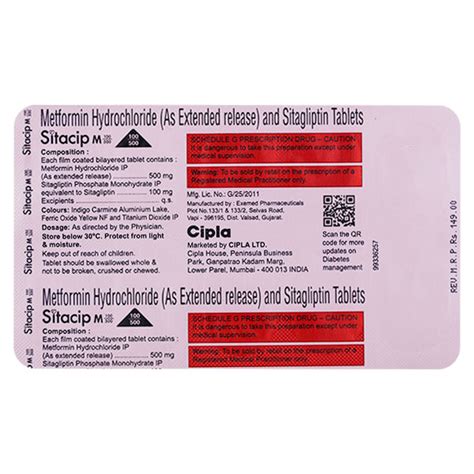 Buy SITACIP M 100 500 Tablet 10 S Online At Upto 25 OFF Netmeds