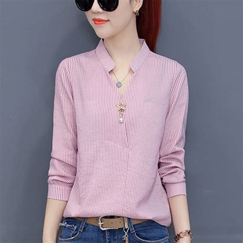 Women Chiffon Blouse Autumn Ladies Work Wear Office Shirts V Neck Long