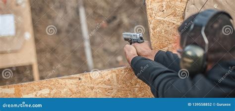 Advanced Outdoor Tactical Shooting On Target Around Barrier And Wall