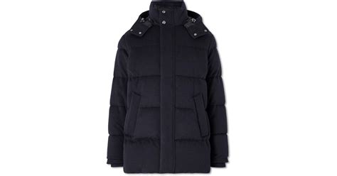 Ralph Lauren Quilted Brushed Wool Blend Hooded Down Jacket In Blue For