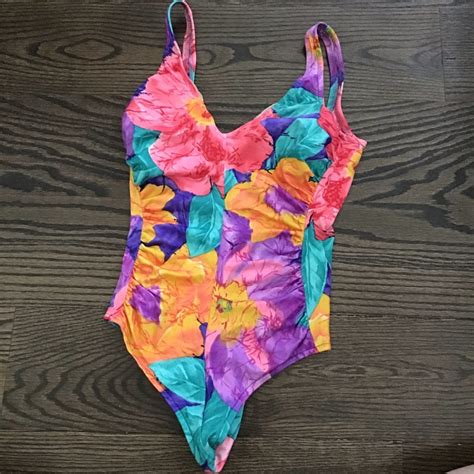 Vintage Sirena Floral 80s Retro One Piece Swimsuit Gem