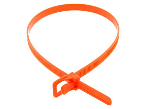 Inch Fluorescent Orange Retyz Releasable Heavy Duty Cable Tie