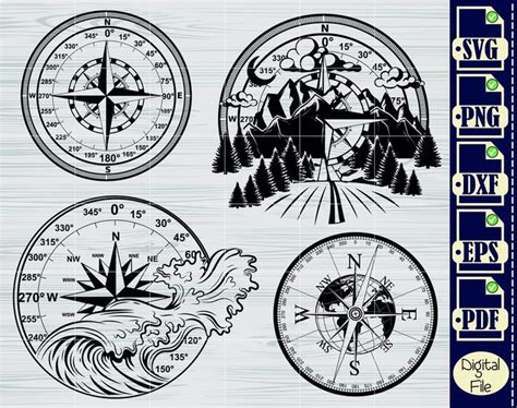 Compass Svg Bundle Nautical Compass Svg Scenic Compass Clipart Cut Files For Silhouette