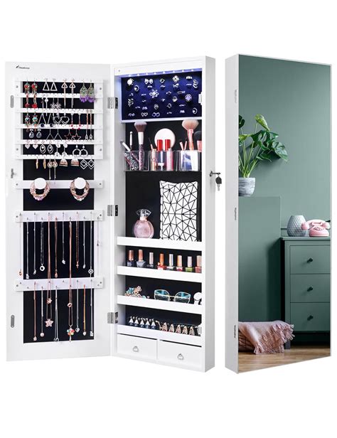 Nicetree Led Mirror Jewelry Cabinet Jewelry Armoire Organizer With