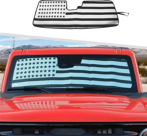 Amazon Jimen For Bronco Windshield Sun Shade American Flag Front