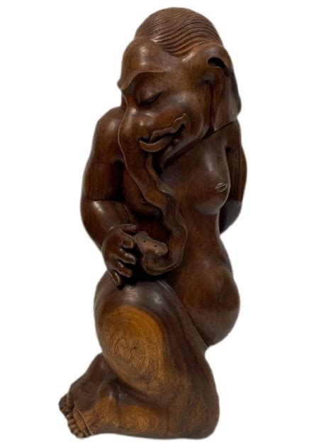 Bid Now Vintage Wood Ganesha Goddess Fertility Statue 29 November 1