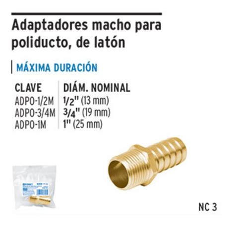 Adaptador Macho De Laton Para Poliducto 1 2 Foset FERRETERIA LA OBRA