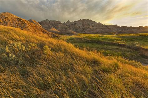 Sunset Over The Landscape Of Badlands National Park South Dakota