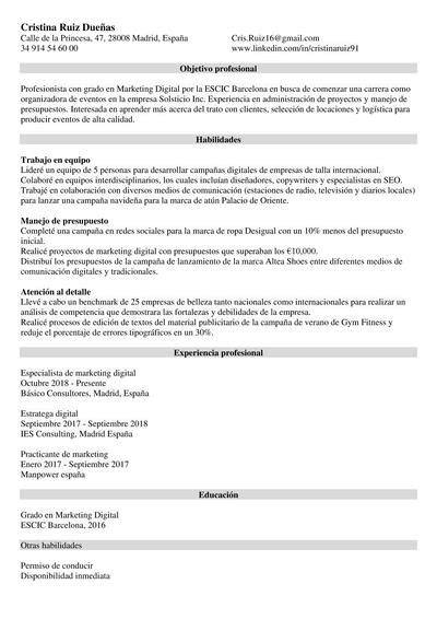 Currículum Funcional Qué Es Ejemplos Para Tu Cv