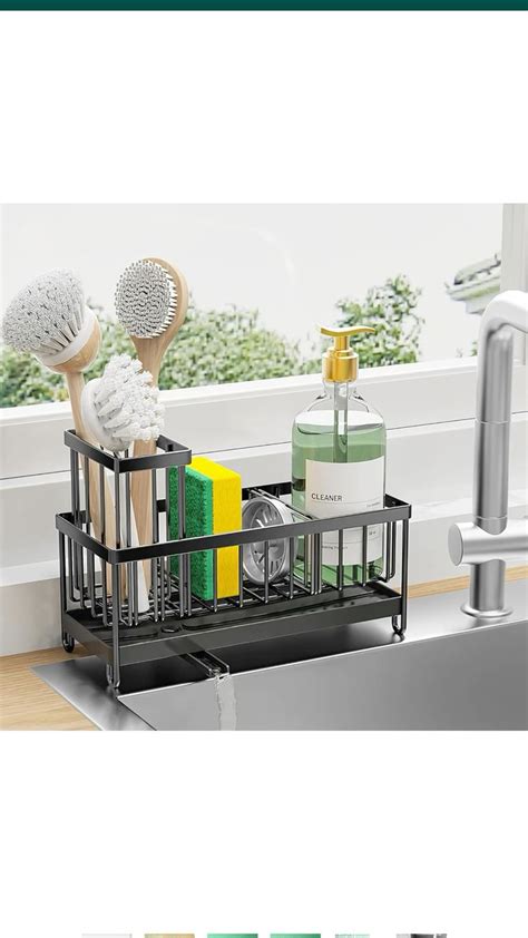 Cisily Sponge Holder For Kitchen Sink Sink Caddy With High Brush