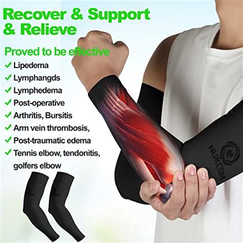 Nurcom® Medical Compression Arm Sleeve For Men Women 2 Pack 20 30mmhg