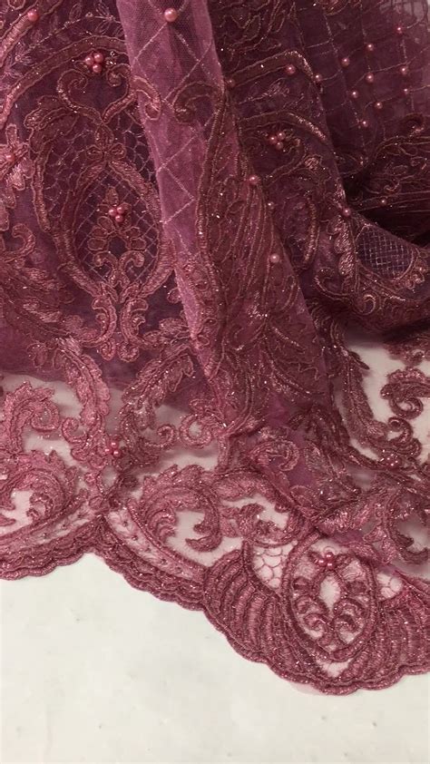 Lilac Heavy African Lace Fabric Swiss Voile Lace Africa Cotton Lace