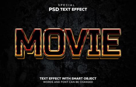 Effet De Texte De Film Objet Intelligent Modifiable 3d PSD Premium