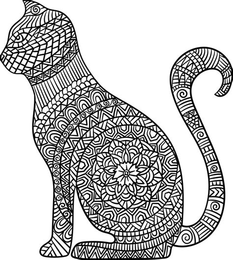 Mandala De Gato Para Colorir Para Adultos Vetor No Vecteezy