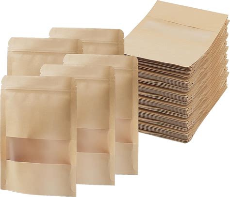 Joikit Pcs Kraft Bags With Window X Cm Brown Self Sealing