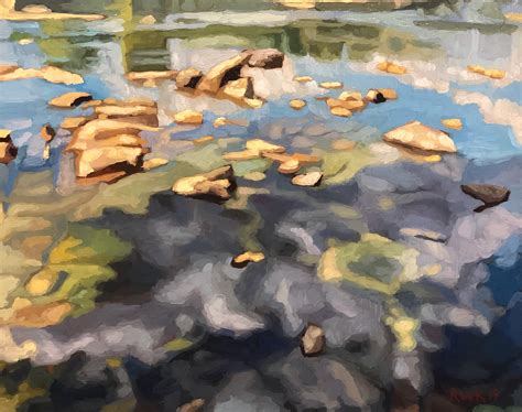 River Rocks Oil Painting On Canvas By Me Rrva