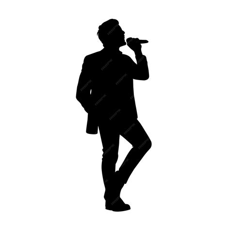 Silueta De Un Cantante En Blanco Vector Premium