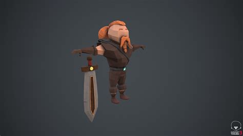 3d Model Warrior Character Vr Ar Low Poly Cgtrader