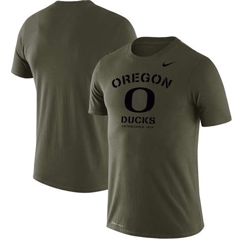 Mens Nike Olive Oregon Ducks Stencil Arch Performance T Shirt