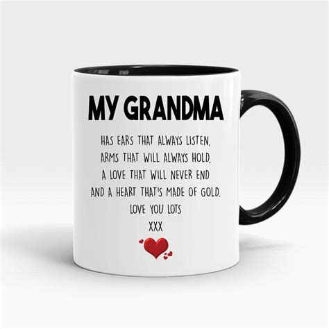 T For Grandma Coffee Mugs Tea Cup Mug My Grandma Heart Made Etsy