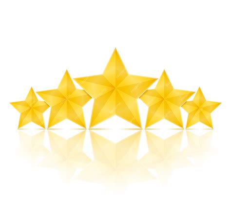 Premium Vector Five Golden Stars With Reflection On White Background