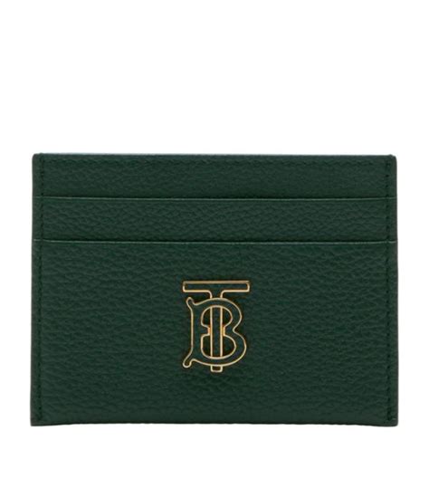 Womens Burberry Green Leather TB Monogram Card Holder Harrods UK